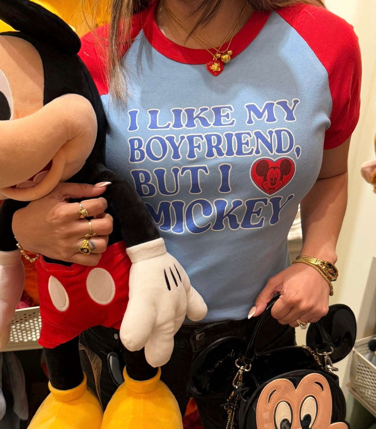 LIKE BOYFRIEND, <3 MICKEY BABY RIB TEE