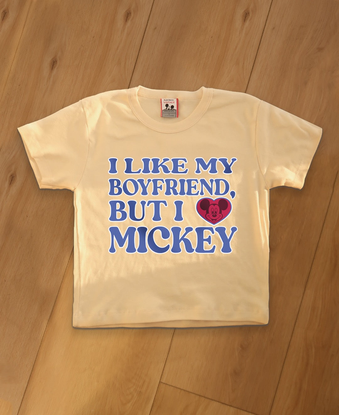 LIKE BOYFRIEND, <3 MICKEY BABY RIB TEE (CRÈME)