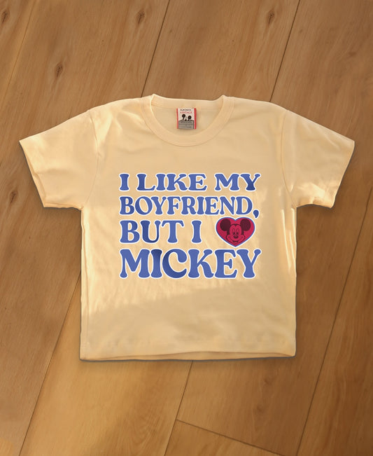 LIKE BOYFRIEND, <3 MICKEY BABY RIB TEE (CRÈME)
