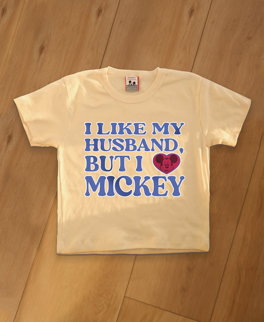 LIKE HUSBAND, <3 MICKEY BABY RIB TEE (CRÈME)